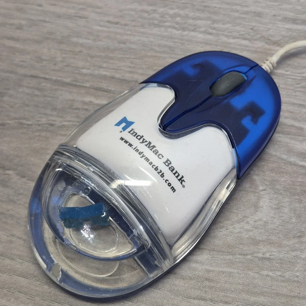 Aqua D168 Liquid Filled Computer Mouse Floating M Blue Retro PC IndyMac Bank CA